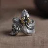 Кластерные кольца Foyuan Retro Vintage Snake Cringed Dragon Ring с мужской и женской нишей дизайном, принадлежащим паре