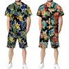 Tute da uomo Stampa floreale tropicale Completi hawaiani Casual Manica corta abbottonata Camicia con risvolto Pantaloncini Tuta Estate 2 pezzi Abbigliamento da spiaggia 230714