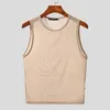 Männer Tank Tops INCERUN Männer Mesh Transparent Oansatz Ärmel Taste Party Westen Streetwear 2023 Mode Sexy Männliche Ernte S-5XL