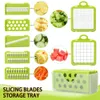 Fruit Vegetable Tools Multifunctional Vegetable Cutter Slicer Carrot Potato Grater Onion Chopper 9 in 1 with Drain Basket Kitchen Fruit Food Gadgets 230714