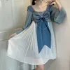 Abiti casual Heydress Princess Fit Chic Abito a vita alta 2023 Summer Japanese Kawaii Women Lolita Sweet Cute Retro Solid Bowknot