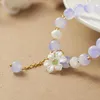 Charm Bracelets Cute Crystal Pearl Natural Stone Beads Flower Bracelet For Women Girls Sweet Fashion Handmade Frisado Jóias