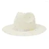 Berets Women Summer Sequins Straw Hat Flat Top Brim Outdoor Leisure Sun Sunshade Sunshade Beach