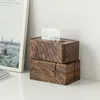 Boîtes à mouchoirs Serviettes Boîte à papier en noyer noir créative nordique Boîte à mouchoirs en bois massif Salon japonais Boîte de rangement multifonctionnelle en bois R230715