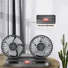 Elektriska fläktar Auto Cooler Dual Head Mini Automobile Vehicle Fan Rotertable Speed ​​USB för biltruckkranar