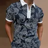 Camisetas Masculinas 2022 Nova Moda Casual Tendência Camisa Pólo para Homem Harajuku Engraçado Streetwear Impressão Vintage Zíper Camisa Masculina Solta Roupas Masculinas L230715