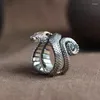 Кластерные кольца Foyuan Retro Vintage Snake Cringed Dragon Ring с мужской и женской нишей дизайном, принадлежащим паре