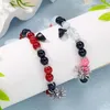 Charm Bracelets 2 pçs/set gótico aranha animal pulseira magnética coração casal hip hop elástico frisado para homens mulheres jóias de halloween