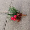 Dekorativa blommor Luda 40st Artificial Flower Red Christmas Berry and Pine Cone With Holly Branches Decoration for Home Floral Decor