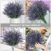 Fiori decorativi 8 pezzi Pianta da appartamento Fiore artificiale Simulato Decor Outdoor Po Prop Lavanda Puntelli di plastica porpora viola