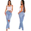 Jeans pour femmes 2023 concepteur de luxe jeune Sexy quotidien doux évider Denim solide taille haute femmes Long pantalon crayon maigre