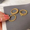 Fashion Jewelry 18K Gold Plated Twist Rope Rings Jewelry Women Stainless Steel Croissant Knot Twisted Finger Ring For Women