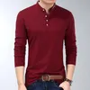 Herenpolo's Mode Mannen Lange mouw Basic Effen Dunne poloshirts Lente Herfst Slim Tees Koreaanse mannelijke kleding Business Casual Tops 230714