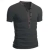 Men's T-Shirts Men's T-Shirt Solid Color Short Sleeve Stand Collar V Slim Fit L230715