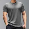 T-shirty męskie swobodny solidny gofrów męskie T koszule krótkie rękaw o szyja koszulki sportowe 2023 wiosna letnia streetwear moda prosta sport