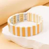 Strand Classic 16MM Enamel Bracelets For Women Colorful Rectangle Beads Elastic Bangle Handmade Boho Jewelry