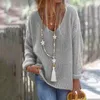 Kvinnors tröjor Autumn Casual Solid Color Sweater Loose Contrast V-Neck Pullover Drop Shoulder Sleeves Winter Sticked