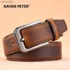 Luxury Men Vintage Cowhide Belt Wysokiej jakości męska moda 100 oryginalna skórzana talia pasek stopowy końcówka ziarna skórzany pasek L230704