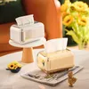 Tissue Boxes Napkins Luxury Golden Tissue Boxes Storage Napkin Holder Paper Case Organizer Ornament Desktop Tissue Holder Kitchen Tissue Box R230714