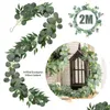 Decoratieve Bloemen Kransen Kunstmatige Nep Eucalyptus Garland Lange Bladplanten Groen Gebladerte Home Decor Wilg Plant Gebladerte1 2 Dhzw7