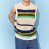 Hommes T-shirts Printemps Hollow Stripe Knitwear Pull Gilet 2023 Contraste Couleur O Cou Casual Débardeurs Mode Coréenne Mâle Sans Manches Tees 230715