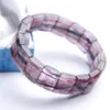 Strand Echte Paarse Natuursteen Armbanden Bangles Vrouwen Vrouwelijke Stretch Crystal Rechthoek Kraal Auralite 23 Armband