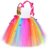 Abiti da ragazza Ragazze Lollipop Candy Tutu Dress Arcobaleno Ragazza Festa di compleanno Abito in tulle Carnevale Costume di Halloween per bambini Abito da principessa Abito 230714