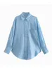 Women's Blouses MESTTRAF Women Fashion Y2K With Pocket Oversized Linen Shirts Vintage Long Sleeve Button-up Female Blusas Chic Tops