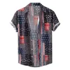 Camisetas Masculinas Masculinas Denim Manga Comprida Casual Solta Lapela Manguito Curto Camisa Impressa Digital Sand Beach Men Caminhada Tops