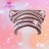 Beanie/Kafatası Kapakları Harajuku Y2K Sevimli Yıldız Pin Kedi Kulak Şerit Örme Şapka Kadın Kış Sıcak Sokak Giydirme 230715