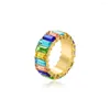 Wedding Rings High Quality Luxury Multicolor Charm Baguette Cubic Zirconia For Women Chunky Band Party Jewelry