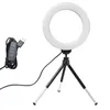 Lâmpada LED de iluminação de anel de mesa Selfie de 6 polegadas com tripé Suporte de telefone para transmissão ao vivo Maquiagem Vídeo Pography Studio235M