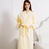 Kvinnors sömnkläder Kvinnor och män Summer Waffle El Bathrobe Cotton Universal Full Sleeve Kne Length Nightrown Kimono Bath Robe