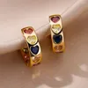 Hoop Ohrringe Zirkon Bunte Herz Für Frauen Gold Farbe Edelstahl 2023 Trend Luxus Designer Schmuck Aretes Mujer