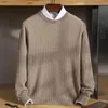 Мужские свитера Mvlyflrt шерстяной свитер мериносовый шерстяной свитер круглый шею повседневное вязание свободно верхняя и зимняя тонкая кашемир