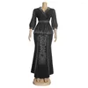 Roupas étnicas Muslim Abaya Dress Women Women Marrocos Turkey 2 Peça A garota Slim Party Dubai Belted Top Long Skirt Suit