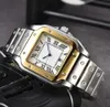 رجال Wristwatch Quartz Watch 40mm أزياء مربع الأزرق الأزرق عن الفولاذ المقاوم للصدأ حزام معدني غير رسمي الساعات الرياضية Montre de Luxe