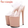 Sandały Sexy Sandały moreli super wysokie obcasy 20cm mody Ekstremalna platforma 10cm Buty taneczne Model pokazu przezroczyste buty 230714