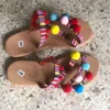 Slipper Summer Flats Sandals Bohemian Flip Flops Multi color Pom Fashion Slides Casual Ladies Shoes Zapatos 230714