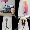 Wig Stand Mini tripod wig holder Adjustable metal hair training Mannequin head wig holder No slider wig 230715