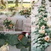 Faux blommor grönare konstgjorda eukalyptus garland grön växt pil vinrankor lämnar blommor bröllop dekoration för hem trädgård dekor diy bouquet 230714