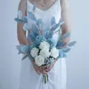 Nordic Schneeflocke Blume Elegante Simulation Weiße Rose Hochzeit Brautstrauß Künstliche Seidenblumen Für Zuhause Esstisch Decor206b