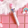 Cute Pink Piggy 10 In 1 Multi-color Ballpoint Pen 0.5mm Refill Marker Writing Stationery Students Learning Supplies Kids DIY