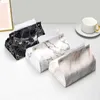 Tissue Boxes Napkins PU Leather Tissue Box Marble Pattern Napkin Tissue Holder Papers Bag Container Cosmetic Box Case Pouch Organizer Desktop Deco R230715