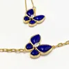 Moda Takı Kolyesi Şanslı Lapis Lazuli Elmas Yel Değirmeni Arasında Kadınlar İçin Çift Kelebek Kolye