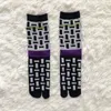 Women Socks Japanese Kimono Flip Flop Sandal Split Toe Tabi 2 Foot Finger Print Mid Calf Cotton
