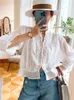 Damenblusen Vinatege Boho Bluse Shirt Französisch Weiß Spitze Patchwork Sommer Frauen Hollow Out Sheer Sexy Damen Top