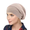 Ethnic Clothing Stretchy Women Satin Lining Chemo Cap Muslim Cotton Turban Hat Beanie Ladies Hair Loss Bonnet Islamic Hijab Headwe244W