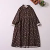 Casual jurken Lady Dress Dress Print Floral Cotton Long Sleeve Mori Girl 2023 Spring Herfst Retro Loose vrouwelijke Yoyikamomo