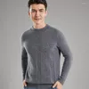 Men's Sweaters 2023 Autumn Winter Men Round Neck Half Turtleneck Solid Color Long Sleeve Knitted Pullover Wool Sweater